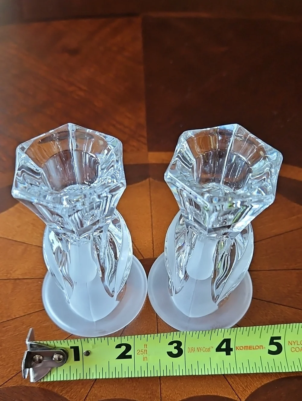VTG PartyLite Clear Frosted 24% Lead Crystal Swan Taper Candle Holders Set of 2
